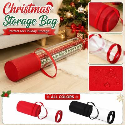 Holiday Storage Bag for Christmas Items Cylinder Shaped Zippered Carrying Case Durable Material Festive Gift Packaging Container