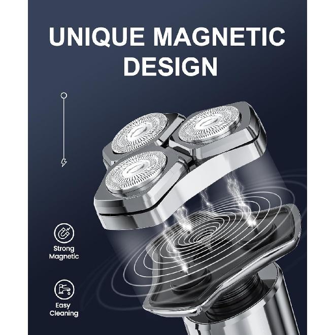 Electric Razor for Men, 10,000RPM High-Speed Motor, IPX8 Waterproof, Upgraded Curved Razor Foil, USB Fast Charging, Quick Charge & Travel Lock