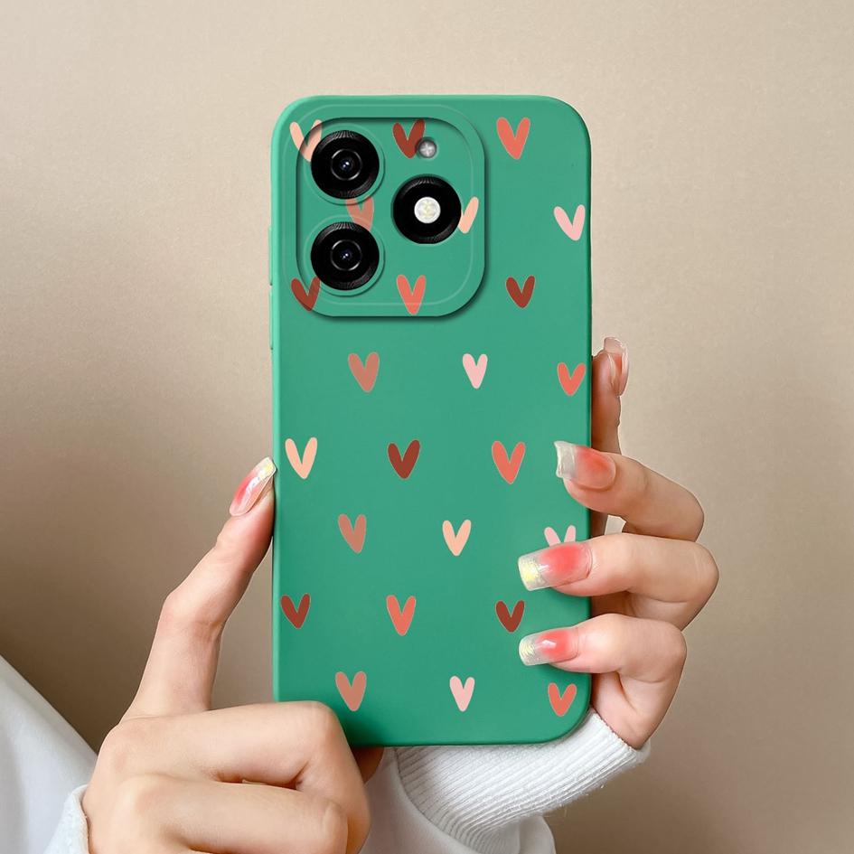 

Чехол для Itel A18s A70 Tecno Spark 20 20C Pop 8 Pova 6 Pro Чехлы-бамперы Pretty Love Heart Pattern Матовые жидкие силиконовые противоударные чехлы для телефонов Корпус Tecno Spark 20