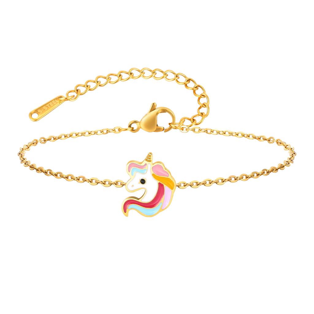 New Fashion Enamel Ladybird Charm Bracelet Women, Stainless Steel Thin Link Handmade Jewelry
