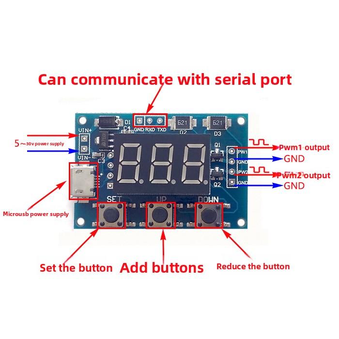 2 Channel PWM Adjustable Module, Pulse Frequency Duty Cycle Square Wave Signal Generator for Stepper Motor Driver