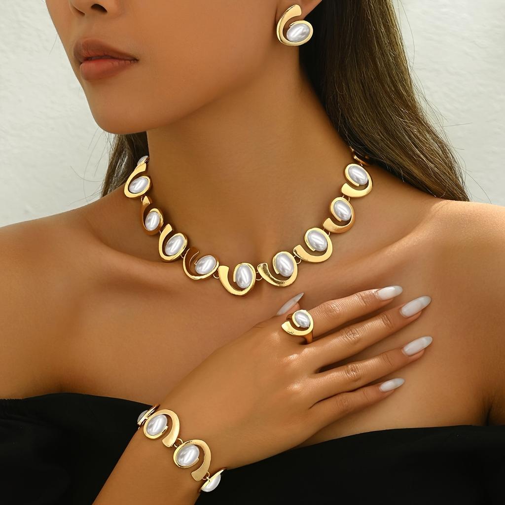 Elegant Zinc Alloy and Plastic Mosaic Jewelry Set for Women, Perfect for Daily Wear and Gift Giving