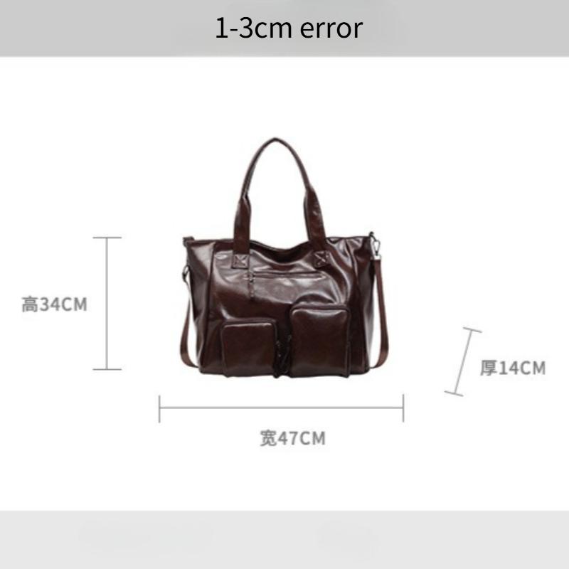 Vintage Washed PU Leather Women's Tote Shoulder Bag Large Capacity Crossbody Bag for Casual Office Use Travel Handbags Pocket