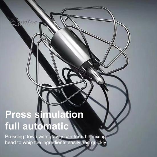 Półautomatyczna trzepaczka do jajek ze stali nierdzewnej, ręczny mikser do spieniania mleka, trzepaczka do szybkiego mieszania, ubijania i ubijania
