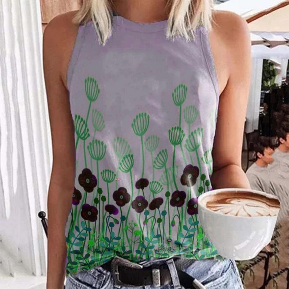 Butterfly Print Tank Tops Women's Fashion Sleeveless Vest Sexy Casual Vintage Tank Tops Casual Crew Neck Top Womens Clothing New