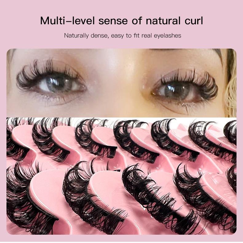 10 Pairs Of False Eyelashes, Large Curls, Natural Chemical Fiber Curls, Thick And Natural Eyelashes