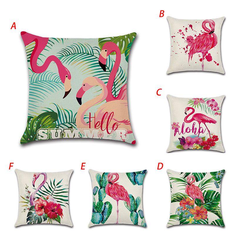 Luxurious Flamingo Tropical Monstera Cotton Linen Cushion Cover For Chic Living Spaces