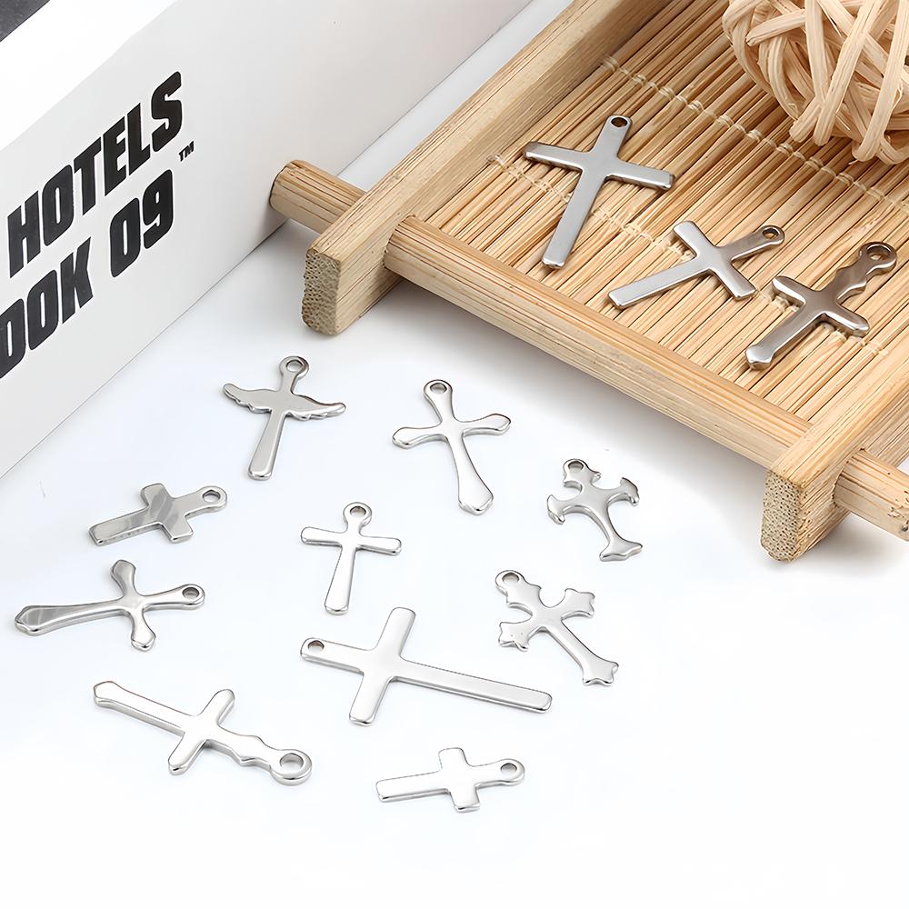 20pcs Stainless Steel Charm Cross Pendants for DIY Necklace Earrings Bracelet Jewelry Making Hip Hop Crosses Pendant Accessories