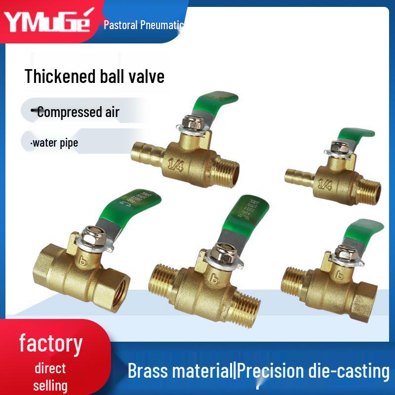 

Full Copper Pneumatic Air Hose Ball Valve for Water Pipe & Air Pump, 2/3/4/6 Points, Internal & External Thread External Thread Barb 1/2 -8 Thickened Valve