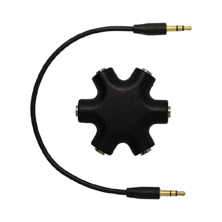 6 in 1 Music Sharing Hubs 3.5mm Jacks Splitter Supports 5 Headphones Simultaneous Playbacks AntiInterference Coppers Cores