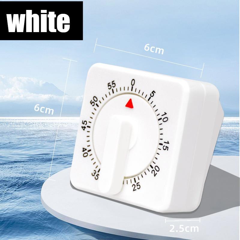 Kitchen Square Timer 60 Minute Simulated Mechanical Rotation Timer Reminder Kitchen Cooking Timer White