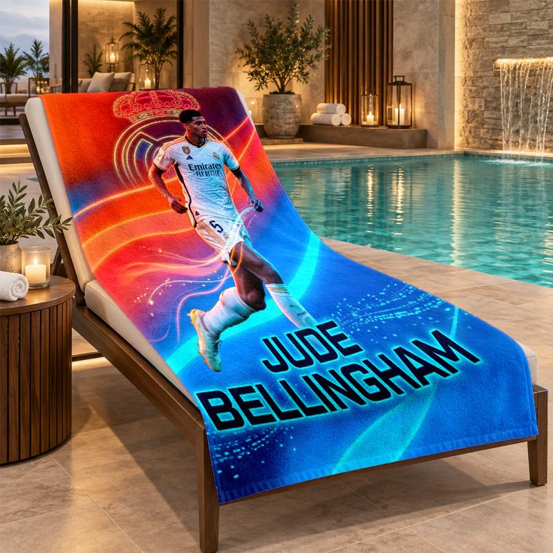 Beach Towel with Jude Bellingham Design, Quick Dry Lightweight Towel for Swimming Pool Travel