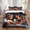 3-teiliges Anime-Teddybär-Bettwäscheset - Enthält einen Bettbezug und zwei Kissenbezüge (Kein Kern) - Perfekt für Schlafzimmer- und Gästezimmerdekoration,