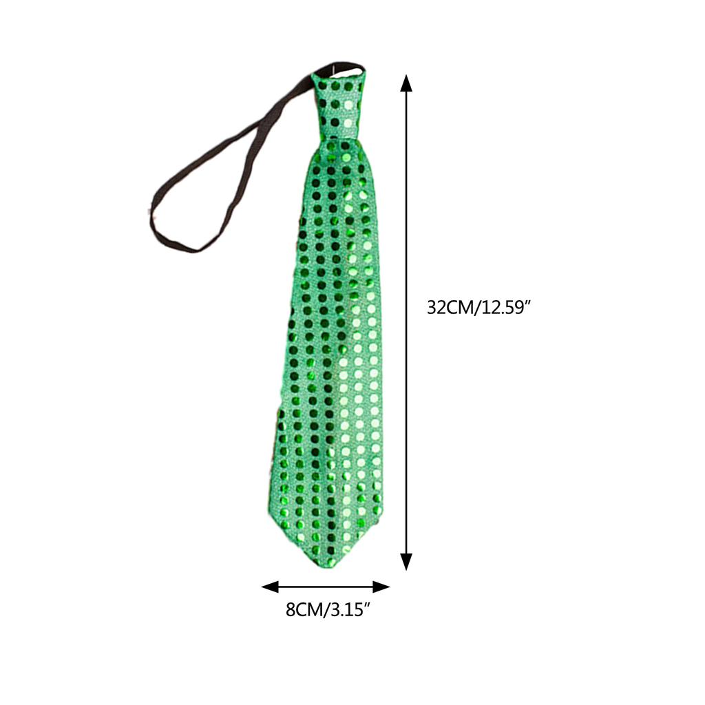 Electric LED Light Up Shinning Sequins Tie Luminous Glitter Paillette Necktie Pre-Tied Neck Wear Party Club Neckwear