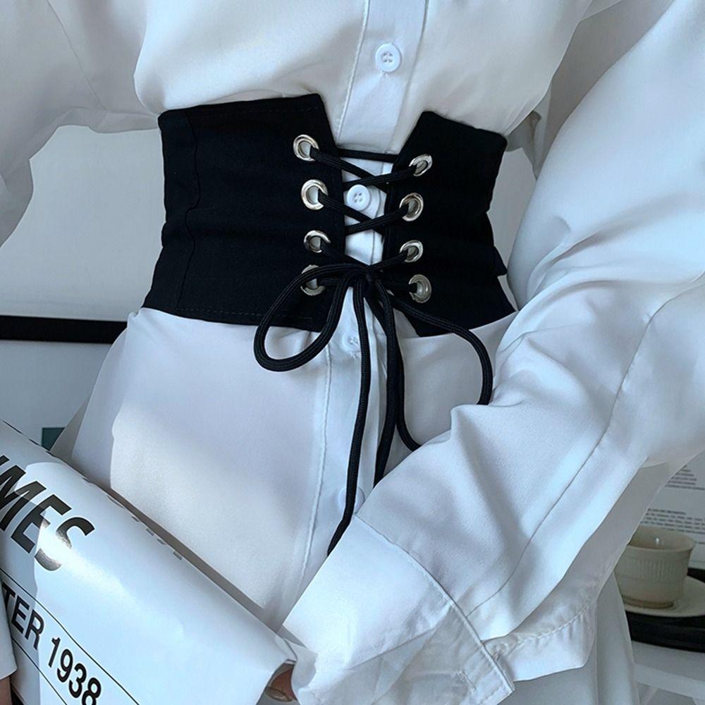 PU Leather Wide Belt Black Waist Corset Fashion Elastic Cummerbunds  Girl