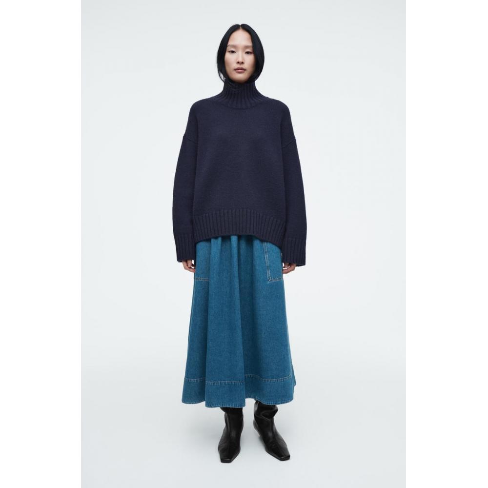 

Cos Japan Elastic Denim Midi Skirt blue/34