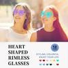 15pcs Heart Shaped Rimless Sunglasses Women Men Cute Cat Eye Candy Color One Piece Shades Sun Glasses Party Eyeglasses UV400