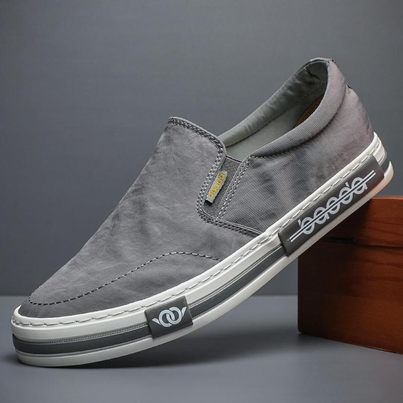 

Fashion New Canvas Shoes for Men Casual Wear Resistant Breathable Trendy Men s Sneakers Men Lace-Up Flats Zapatillas De Deporte BD24033 44 серый