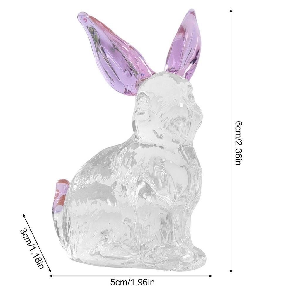 Crystal Glass Rabbit Statue Spring Festival Mascot Easter Bunny Animal Figurines Ornaments For Home Living Room Office Table
