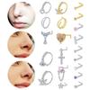 10Pcs Nose Rings Studs Surgical Steel 18 20G Nose Hoop Corkscrew L Shaped Nose Piercing Jewelry for Women