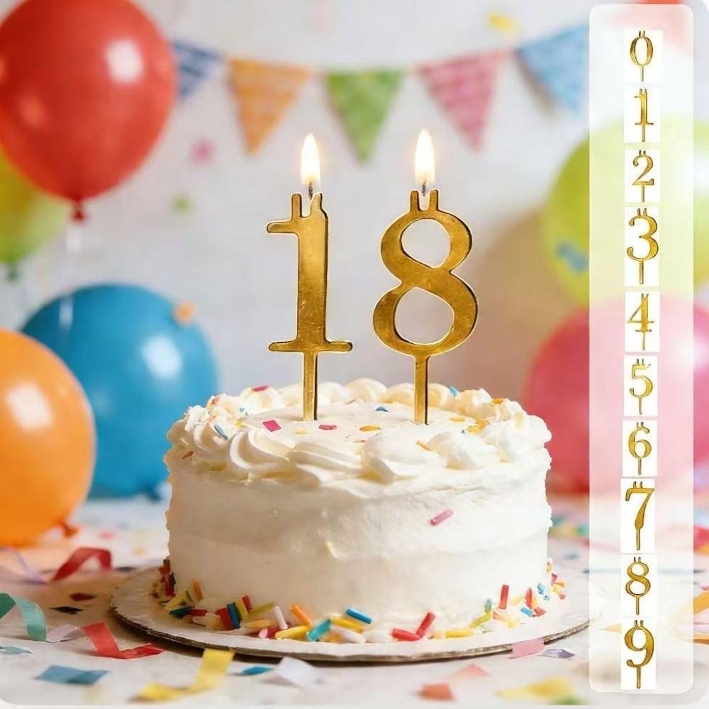 Stainless Steel Number Birthday Candle Holder Reusable Cake Candlestick  Anniversaries Event