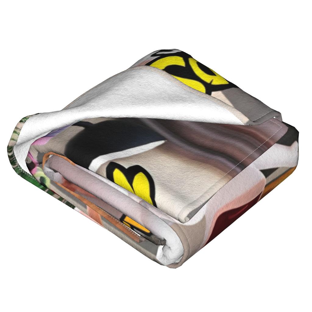 New Arrival Invasion Rabbits Anime Funny Blanket Lightweight Thin Coral Fleece Plush Relax Throw Blankets Machine Washable