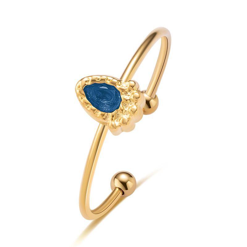Water Drop Color Zirconium Open Ring Titanium Steel Plated Real Gold Non-Fading French Exquisite Stainless Steel Adjustable Ring