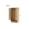 Kleiderschrank mit Kleiderstange, Rattangeflecht, Wohnzimmer, mit klappbarem Boden, Spanplatte + PE-Rattan, Farbe Natur