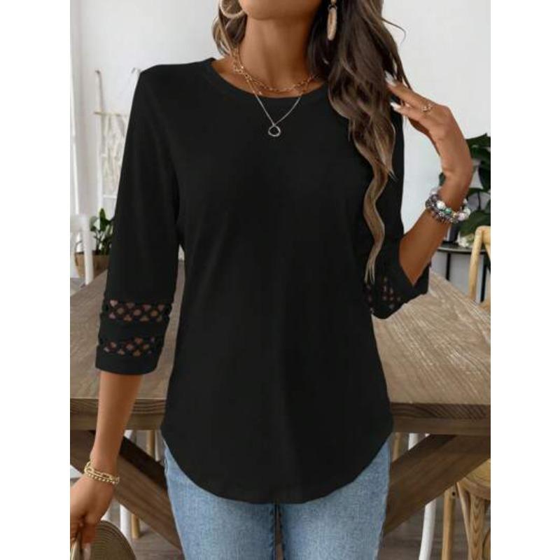 Women's Casual Summer/ Spring Short-sleeved Round-neck Blouse Shirt