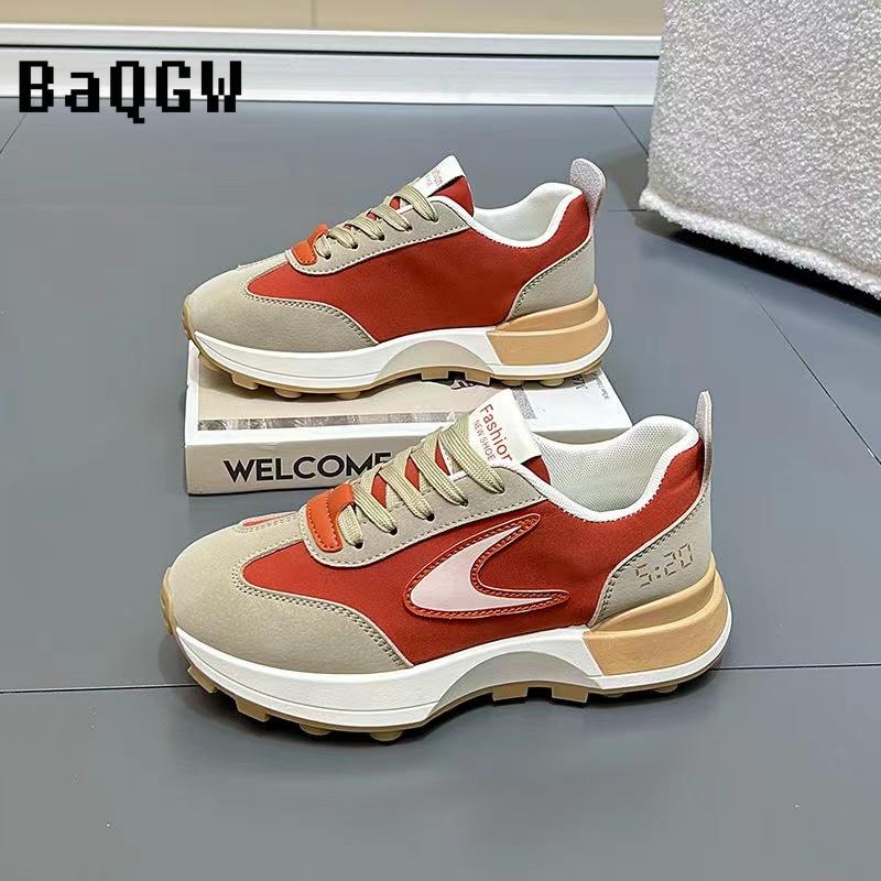 Couple Men Women Chunky Sneaker Running Shoes Fashion Casual Leather Fabric Breathable Height Increased Platform Sports Shoes