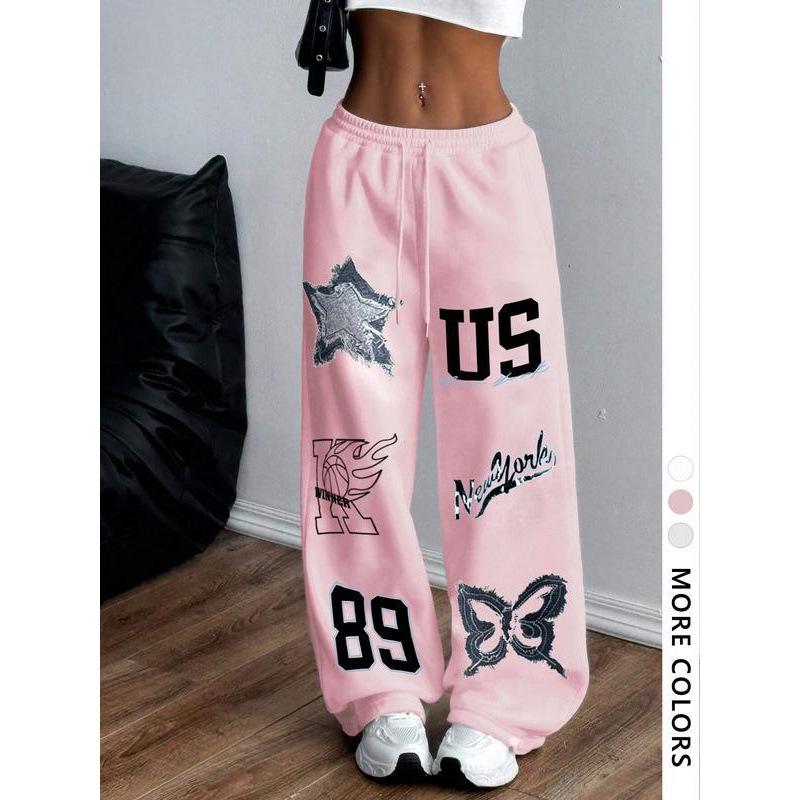 Unisex Digital Letter Print Sports Pants - New Style XL лавандовый