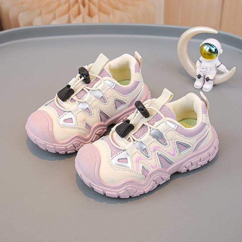 Kids Sneakers Pull Rope Soft Bottom Children Sports Shoes Toes Capped Anti-kicked 2025 New Fashion Boys Girls Casual Shoes Trend