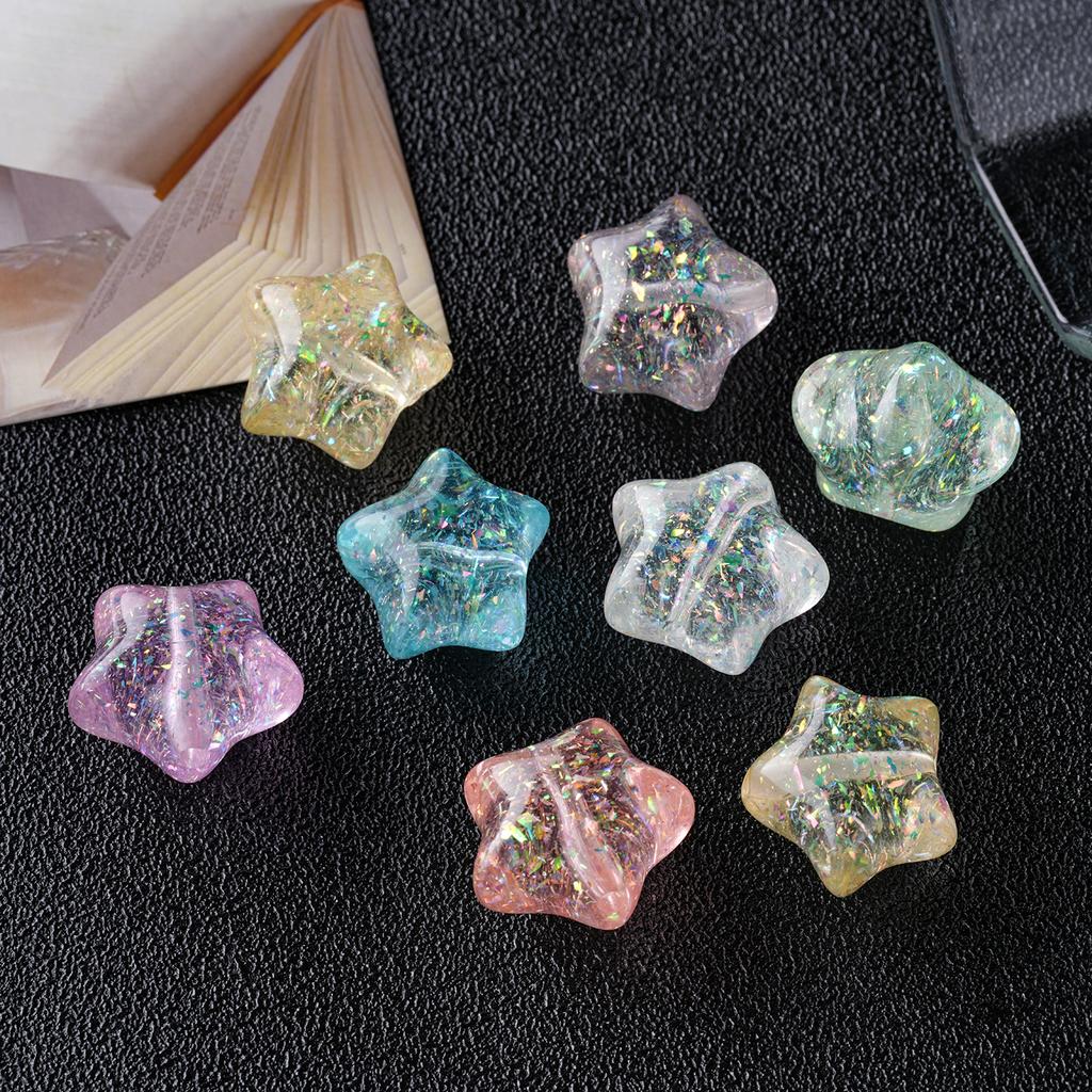 1pc 20.5x22.5mm Cute Star Crackle Beads Loose Spacer Resin Beads For Jewelry Making Charm Beads DIY Bracelets Necklaces