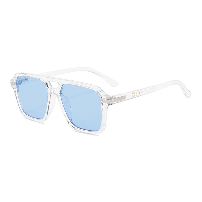 3483 Fashion Pilot Sunglasses for Men Women, Retro Stylish Double Bridge Sun Glasses, Vintage Personalized Square Shades 603382