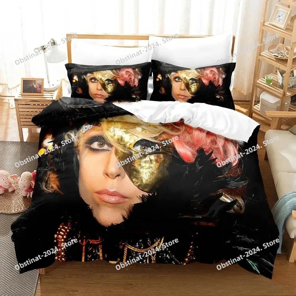 3D-Druck Lady Gaga Bettwäsche-Set Bedruckte Bettbezug Kissenbezug Einzel Doppel Stil Queen King Size Sets Heimtextilien