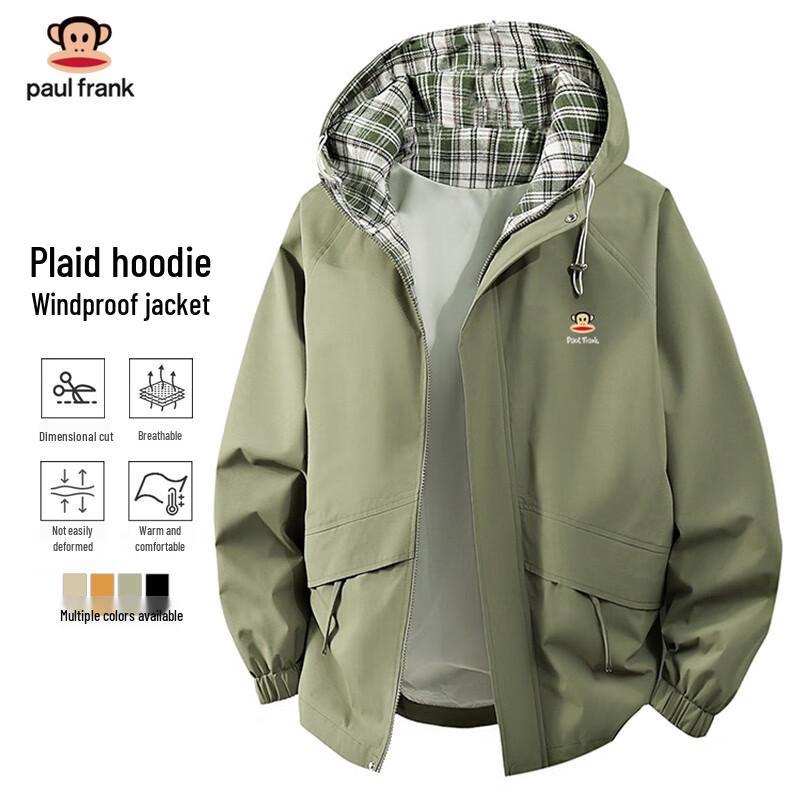 

Paul Frank Men s Plaid Hooded Windproof Jacket XL