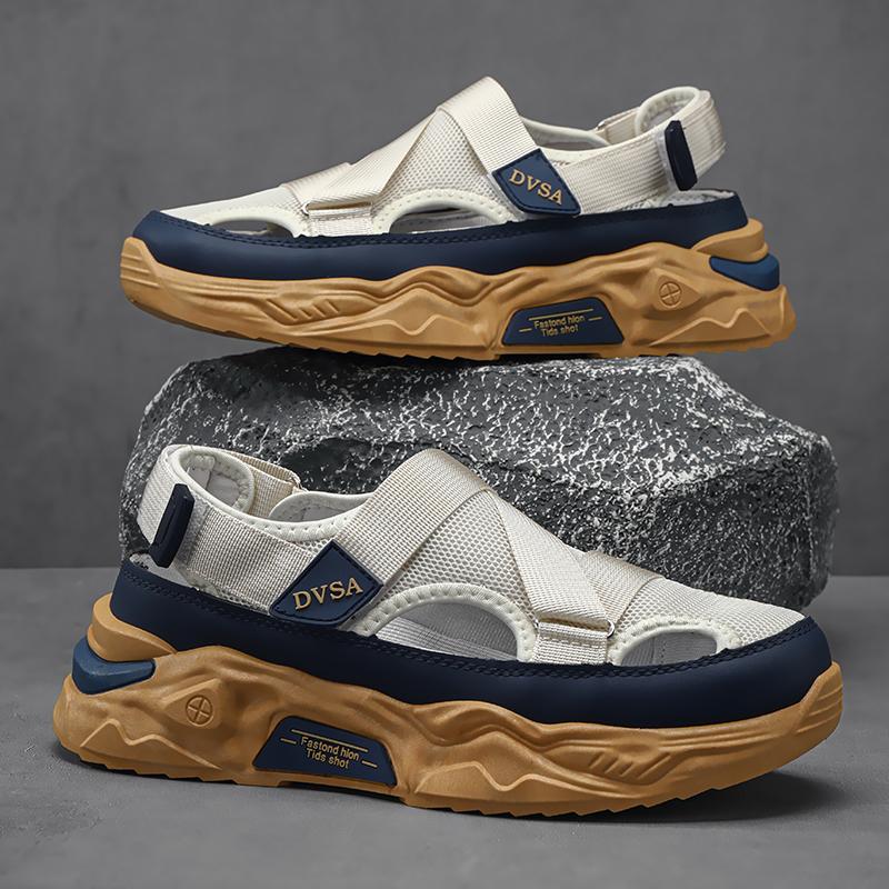 

Модные сандалии Мужские летние уличные на толстой подошве Нескользящие полые туфли Мужские для воды Дышащая сетка Удобная пляжная обувь 44 хаки