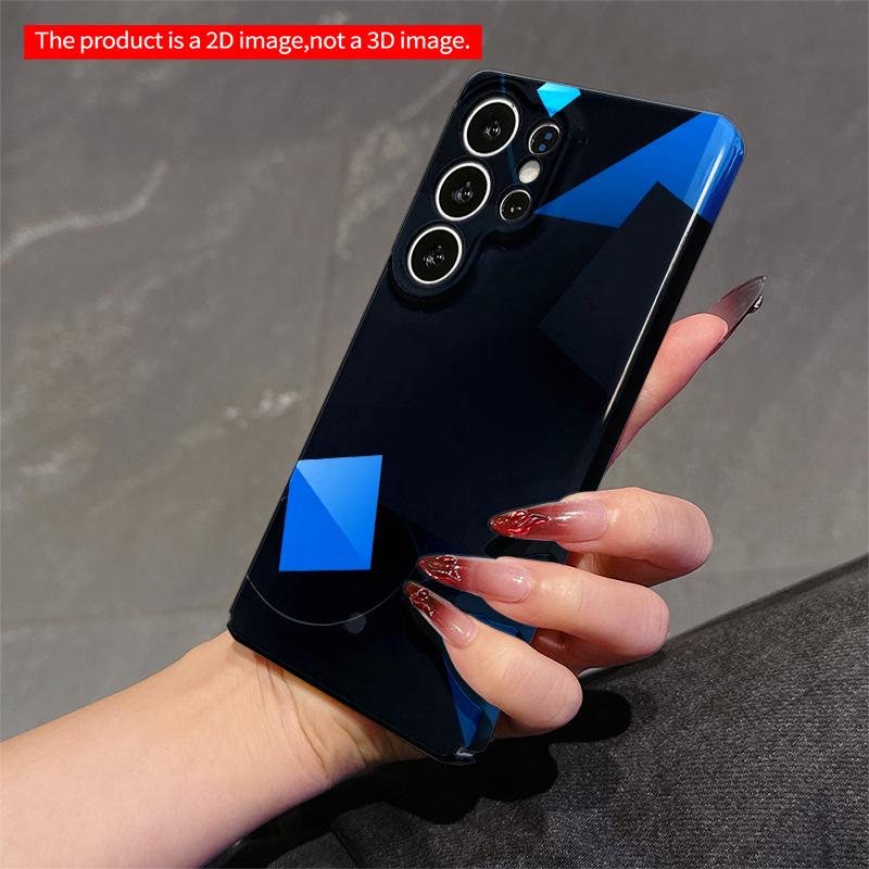 2DFlat Samsung phone case Blue Geometric Shapes Mobile Case Applicable to Galaxy S22 S23 S24 S25ULTRA S26 A12 A13 A14 A15 A16