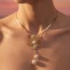 Imitation Pearl Pearl Jewelry Set Stereo Flower Flower Pendant Set  Women Jewelry