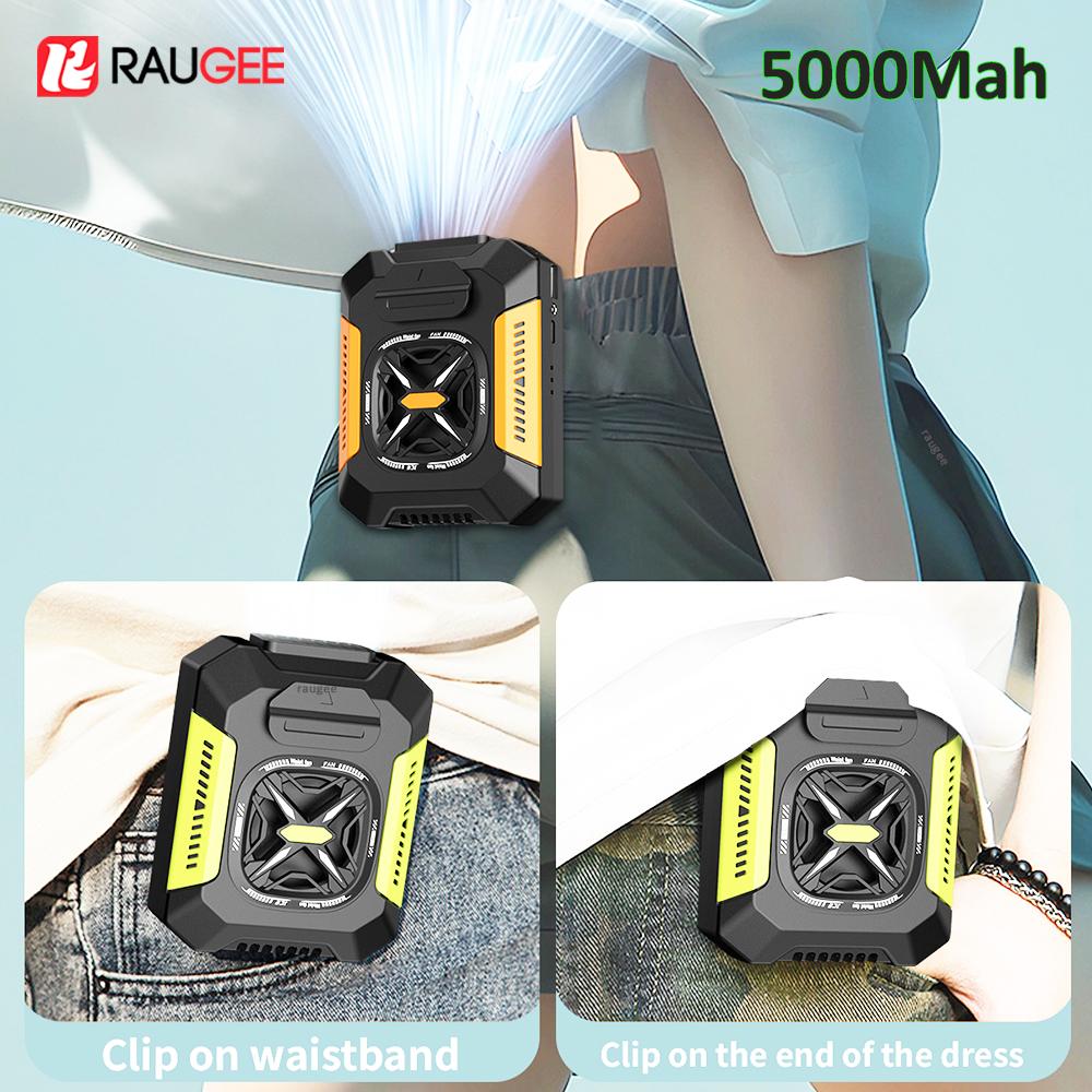 5000mAh Tailleventilator Draagbare Hangende Nekventilator Draagbare Shirtventilator Met 3 Snelheden Persoonlijke Koelclip Riemventilator Voor Buitenreizen