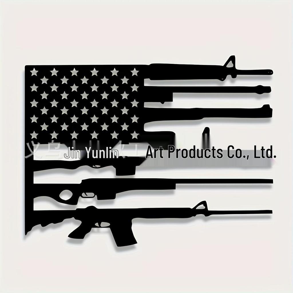 Patriotic American Flag and Gun Metal Wall Art Decor