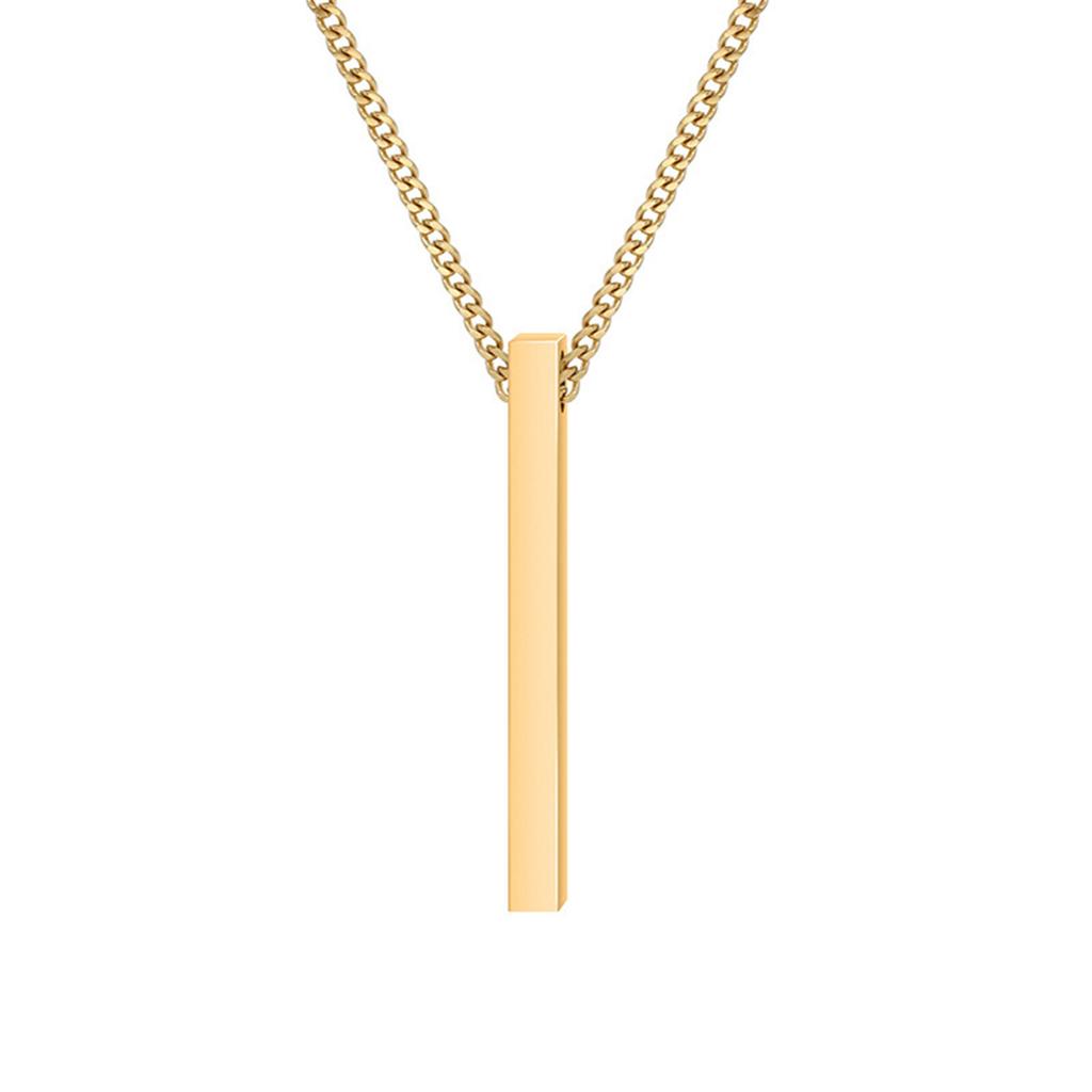 Stainless Steel Three Dimensional Necklace With Engraved Surname, Customized Pendant, Holiday Anniversary Date Gift