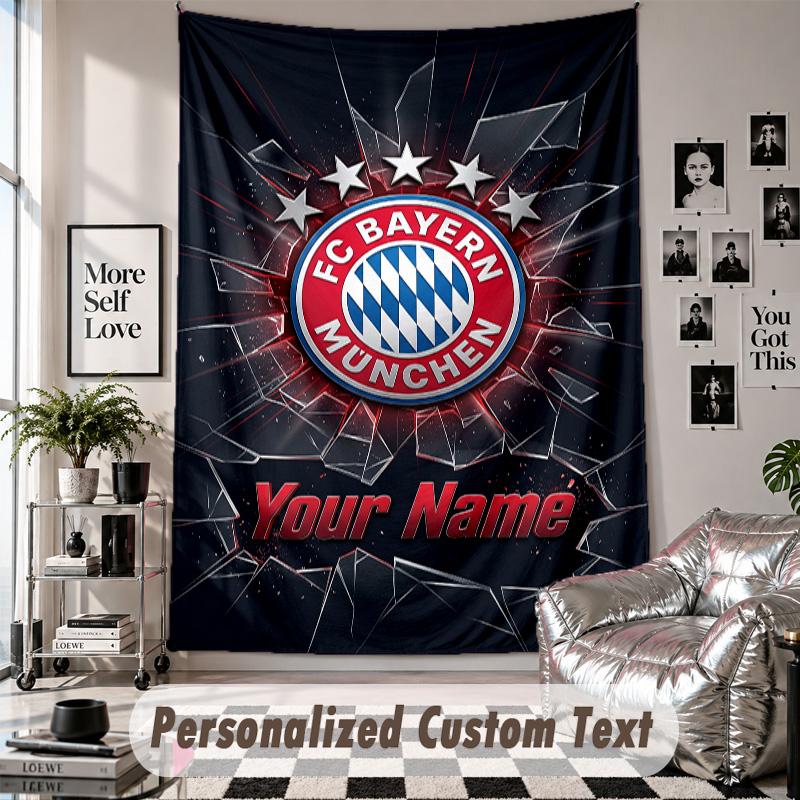 Arazzo da Appendere alla Parete con Nome e Testo Personalizzati, Arazzo Decorativo del Bayern Monaco per la Camera da Letto