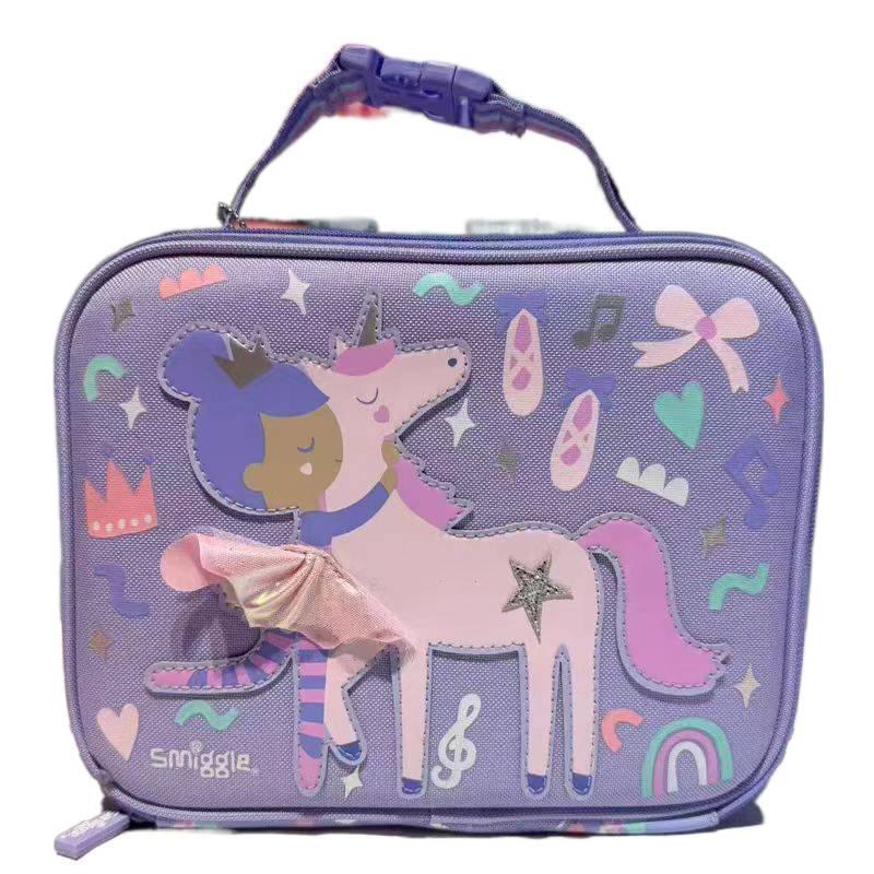 Smiggle Single-Layer Kids Lunch Tote Bag School Children Waterproof Insulated Canvas Lunchbox