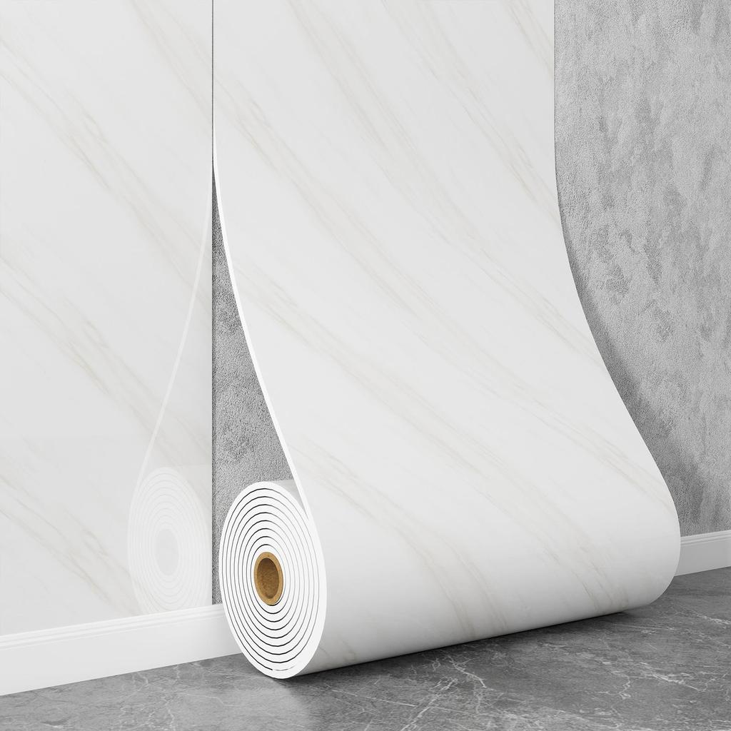 Self-Adhesive Waterproof Imitation Marble Tile Wall Sticker for Bathroom, Living Room, Kitchen, and TV Background.