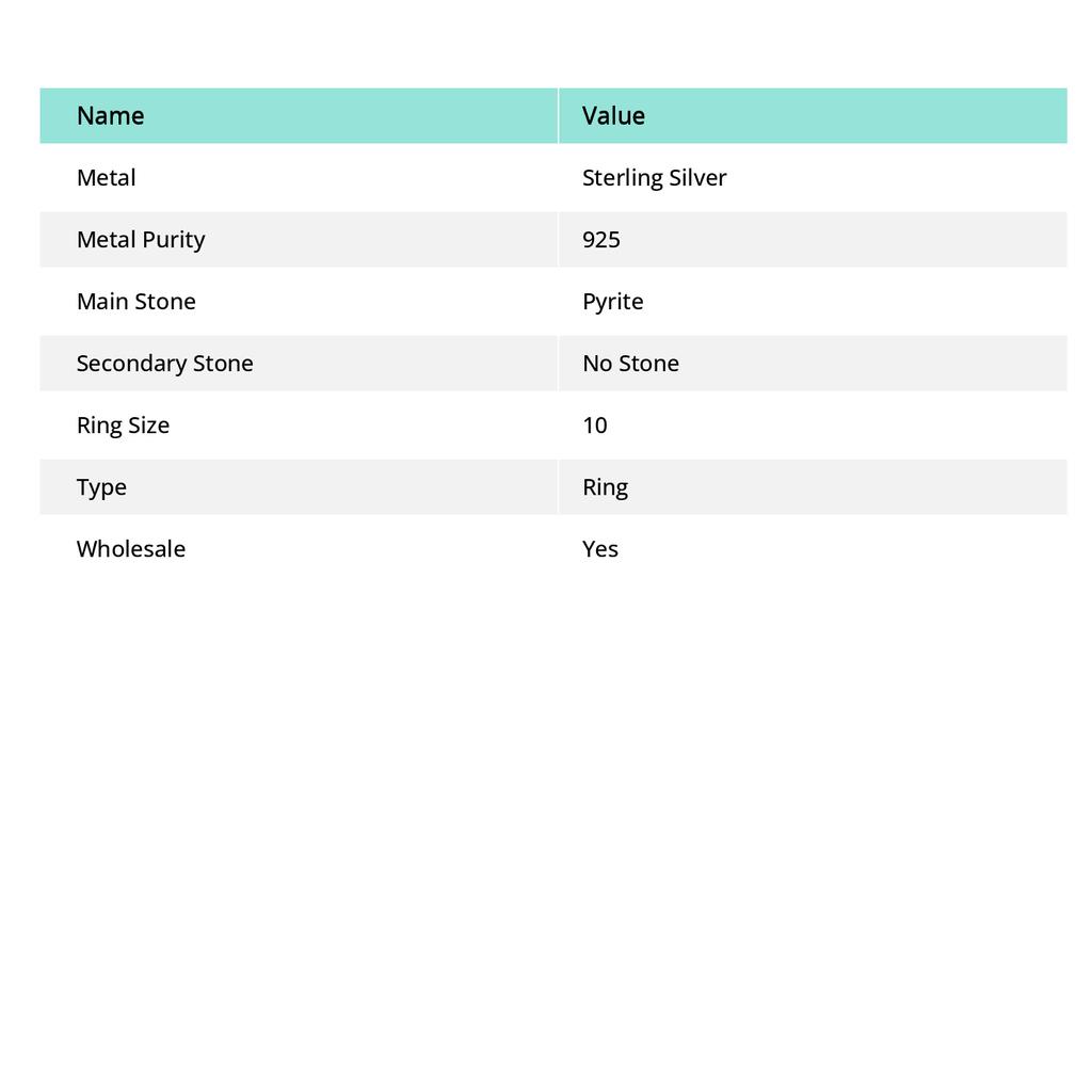 Natural Golden Pyrite Gemstone Handmade 925 Sterling Silver Ring Size 10 Y2i09