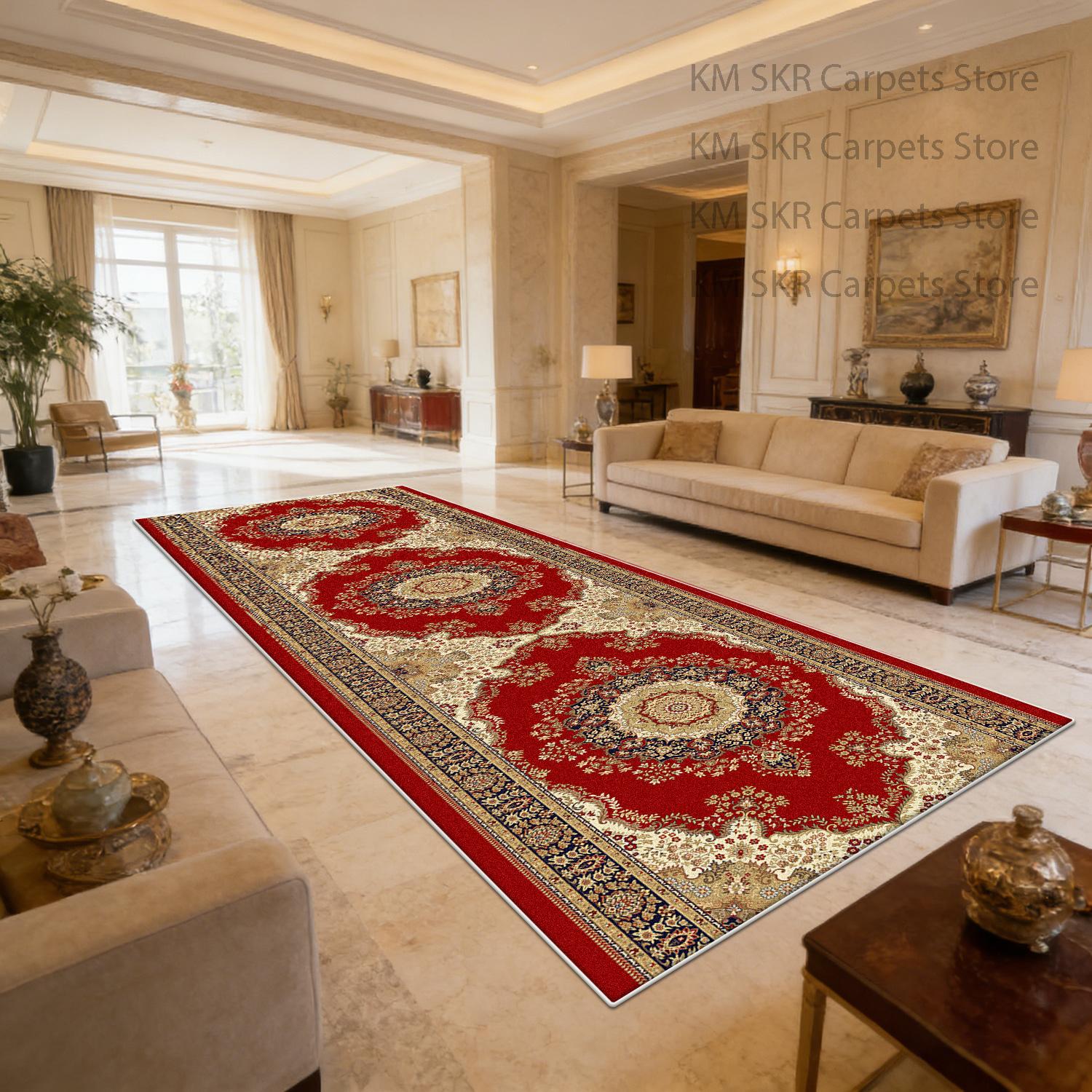 

European Retro Endless Living Room Sofa Floor Mat Decoration Home Washable Non-slip Bedroom Luxury Carpet Soft Fluffy Office Rug 60x160cm