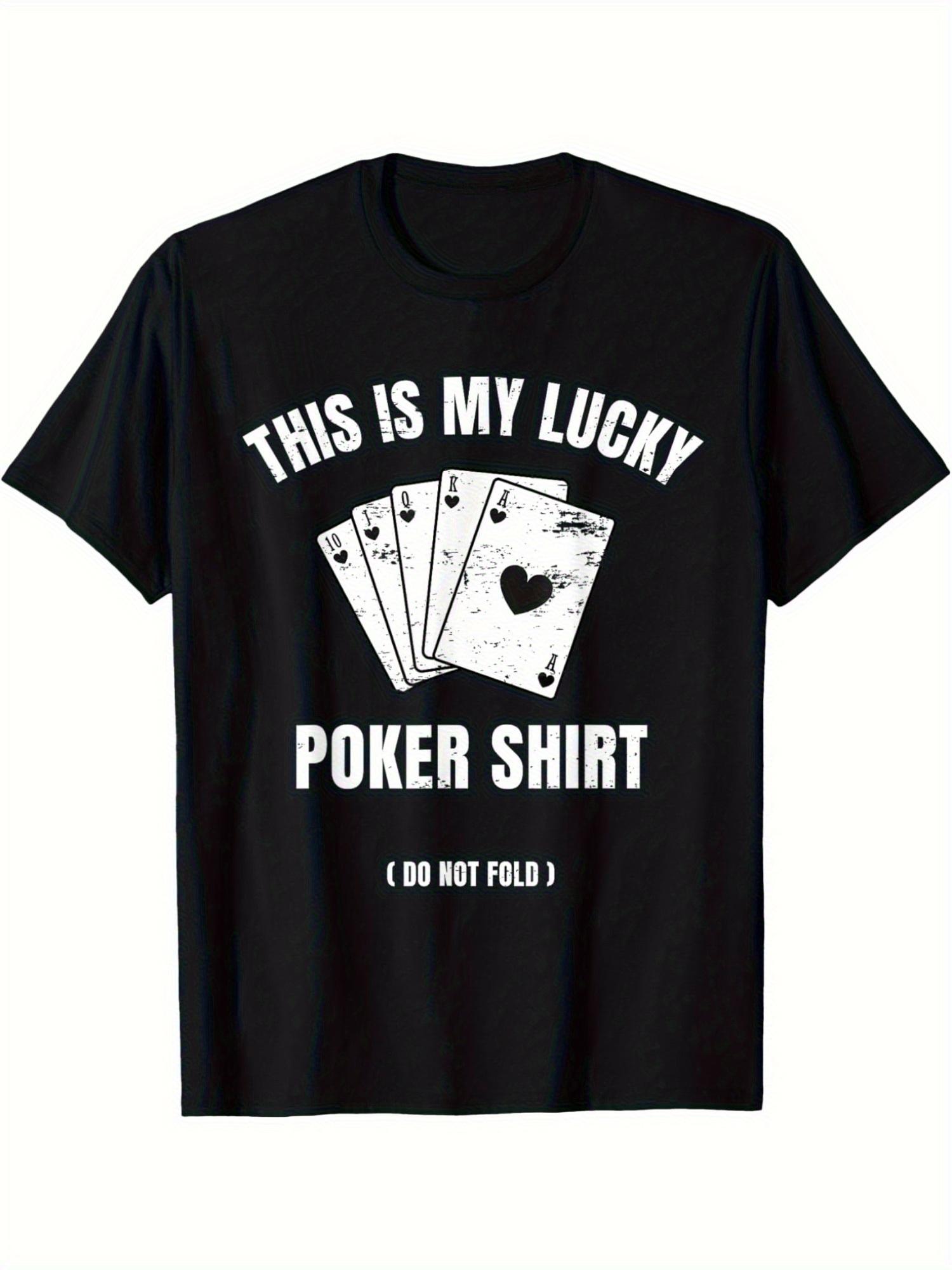 Humorous Poker Graphic Cotton T-shirt - This Is My Lucky Poker Shirt Design with Playing Cards L