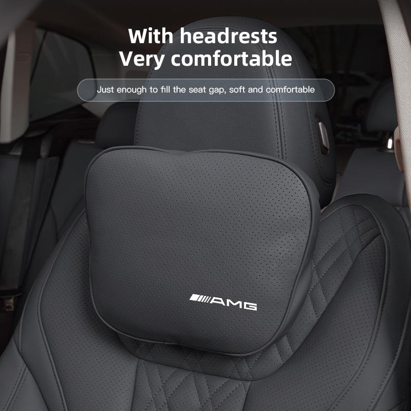 

For Mercedes Benz AMG A B C E G CLA W211 W203 W204 C260 E300L A200L Car Seat Safety Headrest Pad Auto Emblem Neck Pillow