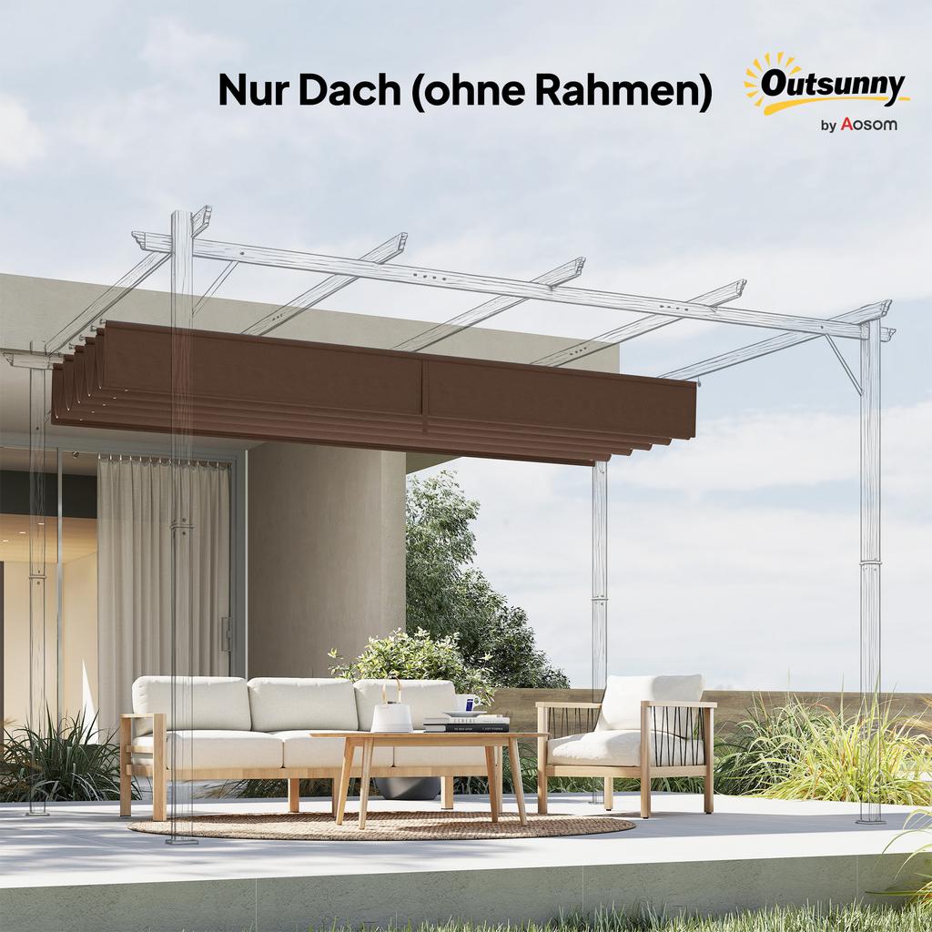 Einziehbare Pergola-Abdeckung, 2,55 x 2,5 m Ersatz-Markisenstoff für 3 x 3 m Gestell, Nur Dach, Braun